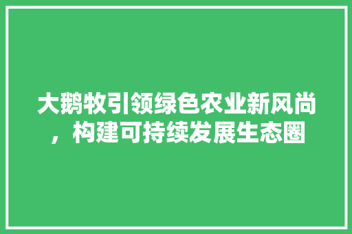 大鹅牧引领绿色农业新风尚，构建可持续发展生态圈