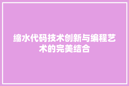 缩水代码技术创新与编程艺术的完美结合