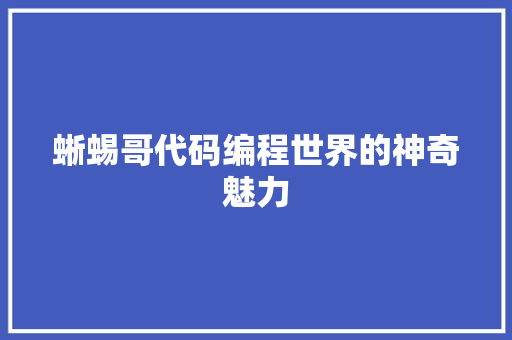 蜥蜴哥代码编程世界的神奇魅力