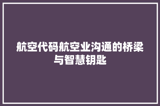 航空代码航空业沟通的桥梁与智慧钥匙
