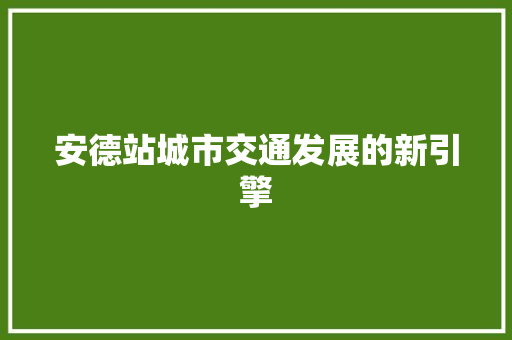 安德站城市交通发展的新引擎