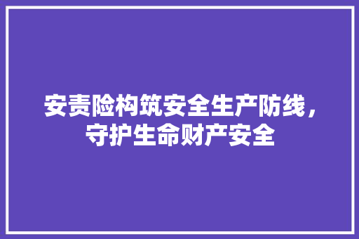安责险构筑安全生产防线，守护生命财产安全