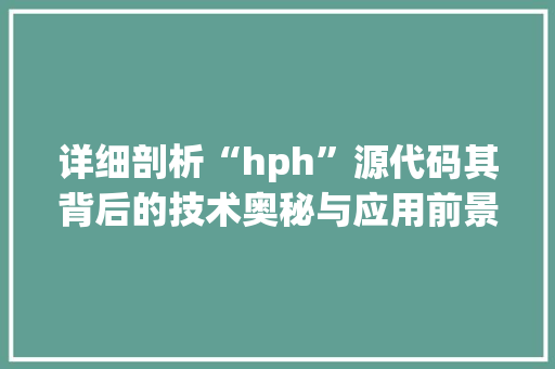详细剖析“hph”源代码其背后的技术奥秘与应用前景