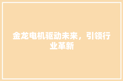 金龙电机驱动未来，引领行业革新