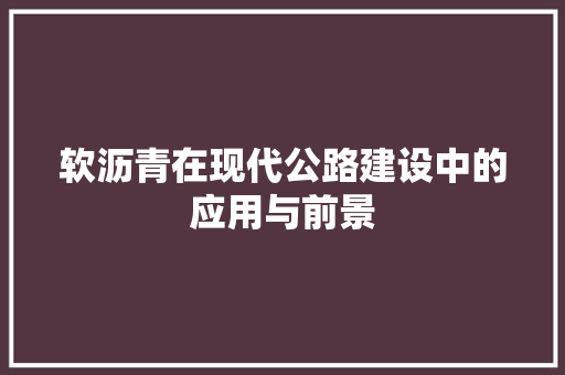 软沥青在现代公路建设中的应用与前景