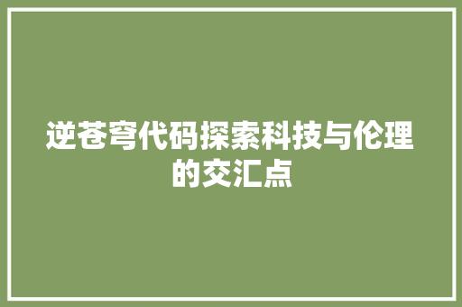 逆苍穹代码探索科技与伦理的交汇点