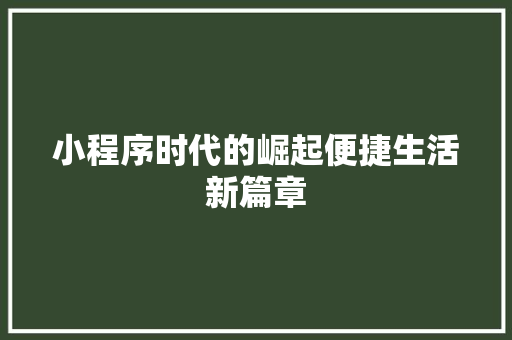 小程序时代的崛起便捷生活新篇章