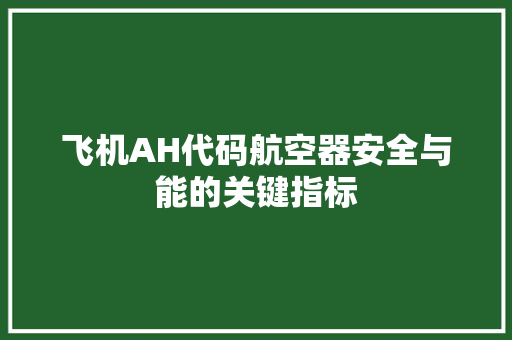 飞机AH代码航空器安全与能的关键指标