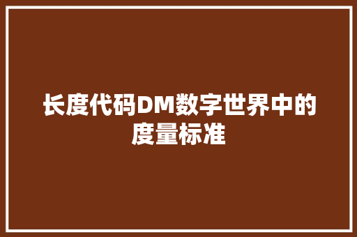 长度代码DM数字世界中的度量标准