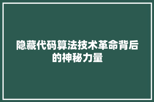 隐藏代码算法技术革命背后的神秘力量