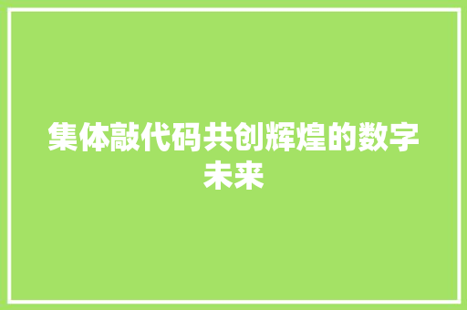 集体敲代码共创辉煌的数字未来