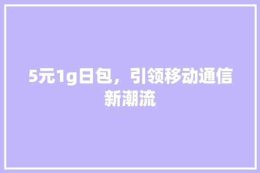 5元1g日包，引领移动通信新潮流