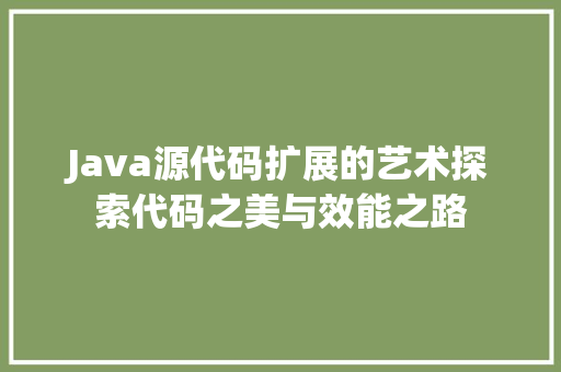 Java源代码扩展的艺术探索代码之美与效能之路