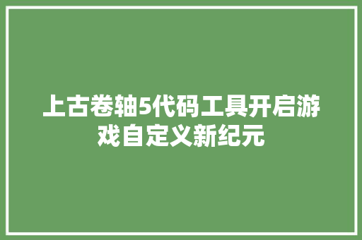 上古卷轴5代码工具开启游戏自定义新纪元