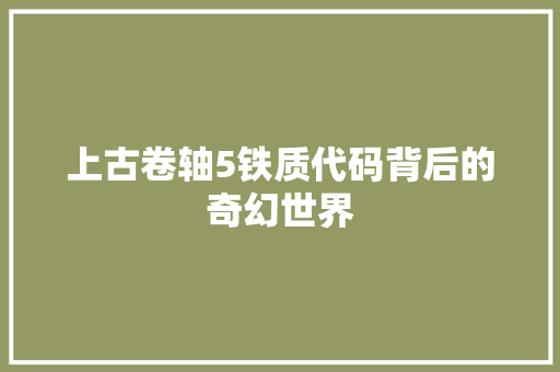 上古卷轴5铁质代码背后的奇幻世界