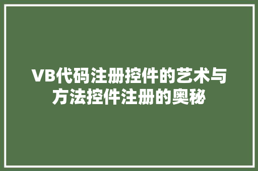 VB代码注册控件的艺术与方法控件注册的奥秘