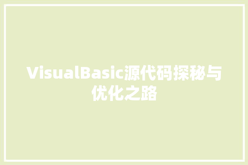 VisualBasic源代码探秘与优化之路