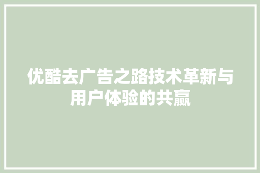 优酷去广告之路技术革新与用户体验的共赢