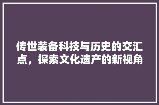 传世装备科技与历史的交汇点，探索文化遗产的新视角