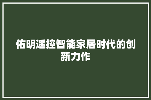 佑明遥控智能家居时代的创新力作