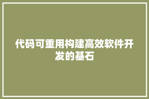 代码可重用构建高效软件开发的基石  第1张