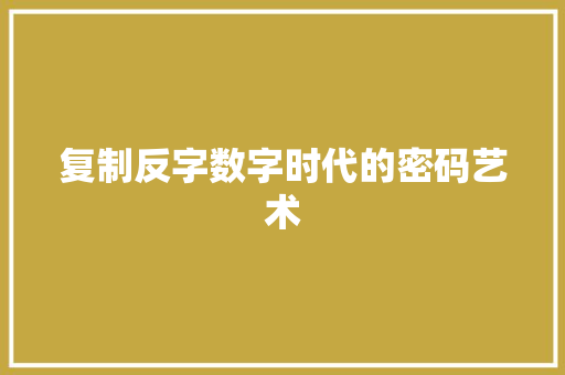 复制反字数字时代的密码艺术