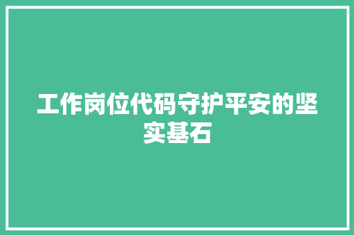 工作岗位代码守护平安的坚实基石