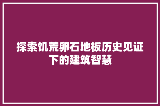 探索饥荒卵石地板历史见证下的建筑智慧