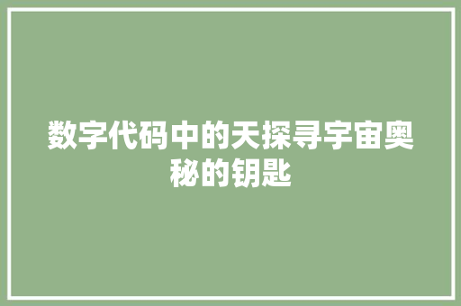 数字代码中的天探寻宇宙奥秘的钥匙  第1张