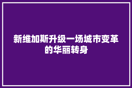 新维加斯升级一场城市变革的华丽转身