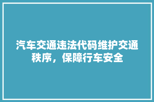 汽车交通违法代码维护交通秩序，保障行车安全