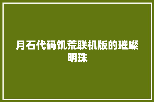 月石代码饥荒联机版的璀璨明珠