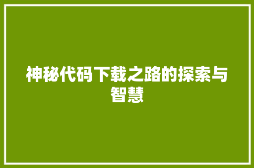 神秘代码下载之路的探索与智慧
