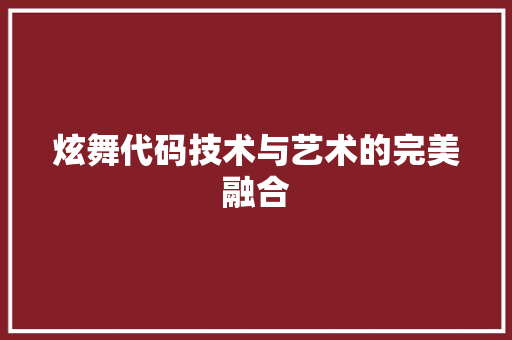 炫舞代码技术与艺术的完美融合