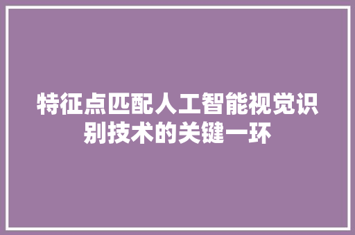 特征点匹配人工智能视觉识别技术的关键一环