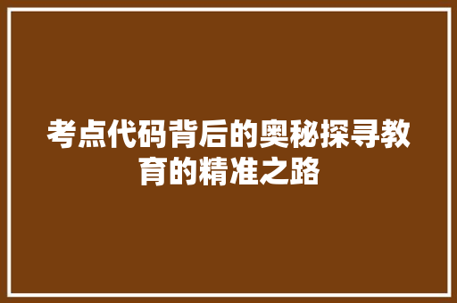 考点代码背后的奥秘探寻教育的精准之路