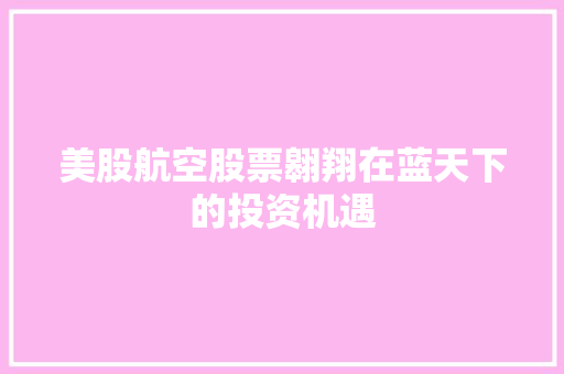 美股航空股票翱翔在蓝天下的投资机遇