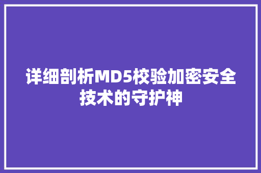 详细剖析MD5校验加密安全技术的守护神