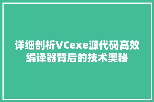 详细剖析VCexe源代码高效编译器背后的技术奥秘