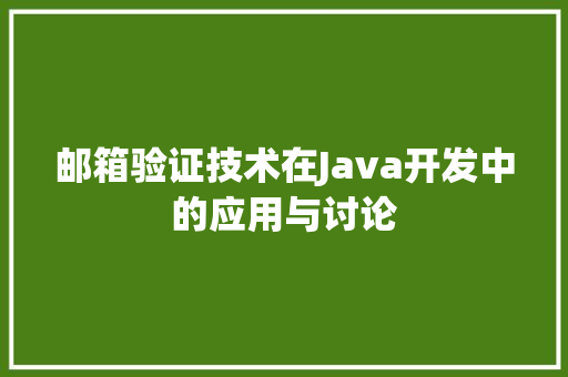 邮箱验证技术在Java开发中的应用与讨论