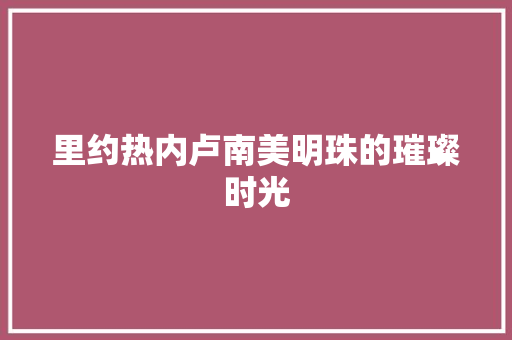 里约热内卢南美明珠的璀璨时光  第1张