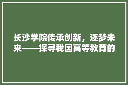 长沙学院传承创新，逐梦未来——探寻我国高等教育的新星——以志愿代码为例
