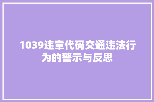 1039违章代码交通违法行为的警示与反思