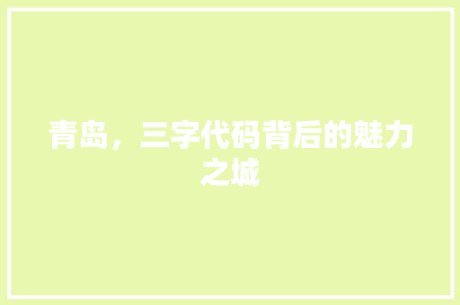 青岛，三字代码背后的魅力之城