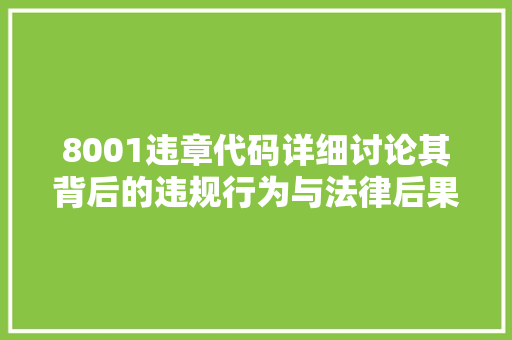 8001违章代码详细讨论其背后的违规行为与法律后果