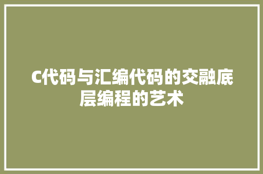 C代码与汇编代码的交融底层编程的艺术