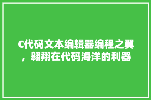 C代码文本编辑器编程之翼，翱翔在代码海洋的利器