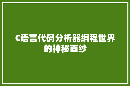 C语言代码分析器编程世界的神秘面纱
