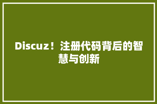 Discuz！注册代码背后的智慧与创新