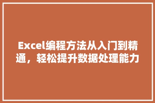 Excel编程方法从入门到精通，轻松提升数据处理能力